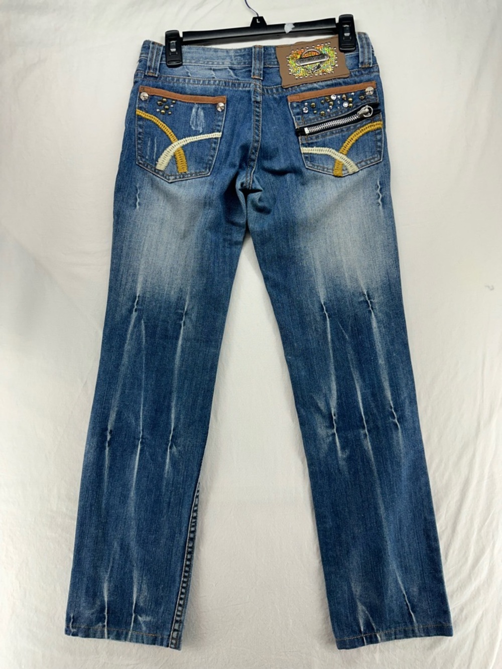 Y2K Vintage Roberto Cavalli Straight Leg Studded Embellished Jeans Women's 27